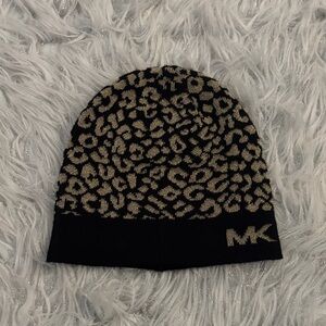 Michael Kors Kids/Women' Black and Gold Leopard Hat
